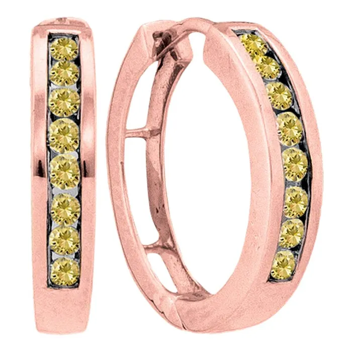 14kt Rose Gold Womens Round Cognacbrown Color Enhanced Diamond Hoop Earrings 12 Cttw mayamila Earrings 14kt Rose Gold Womens Round Cognacbrown Color Enhanced Diamond Hoop Earrings 12 Cttw mayamila Earrings