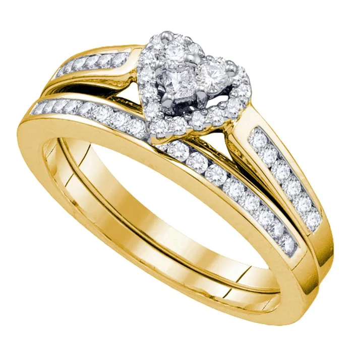 mayamila Rings 14kt Yellow Gold Womens Diamond Heart Love Bridal Wedding Engagement Ring Band Set 12 Cttw mayamila Rings 14kt Yellow Gold Womens Diamond Heart Love Bridal Wedding Engagement Ring Band Set 12 Cttw