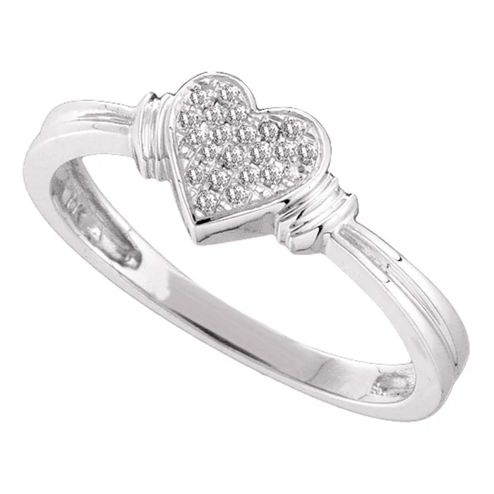 Rings mayamila 10kt White Gold Womens Round Diamond Heart Love Cluster Ring 112 Cttw Rings mayamila 10kt White Gold Womens Round Diamond Heart Love Cluster Ring 112 Cttw
