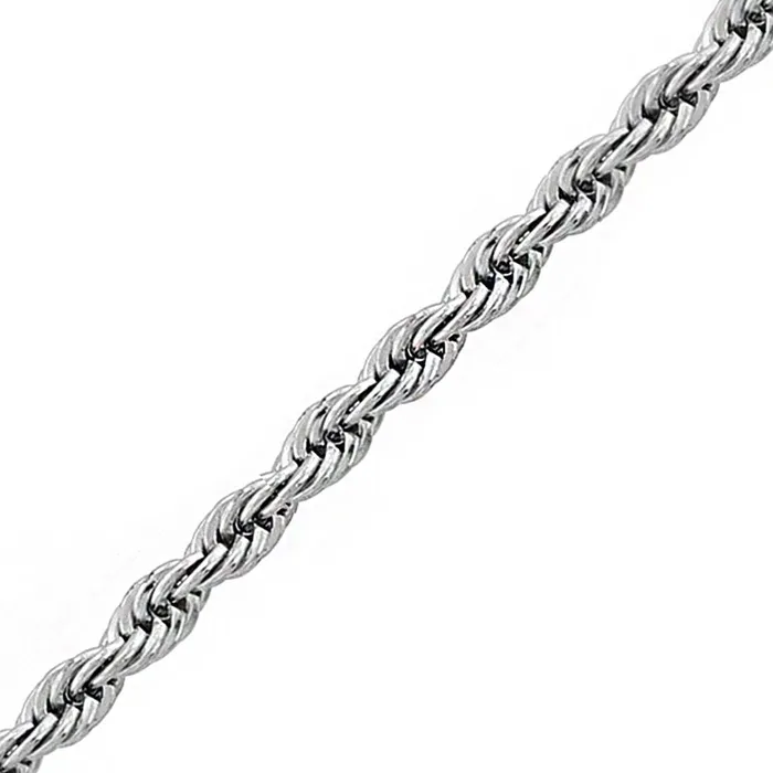 INOX JEWELRY Silver Tone Stainless Steel 5mm French Rope Chain Necklaces