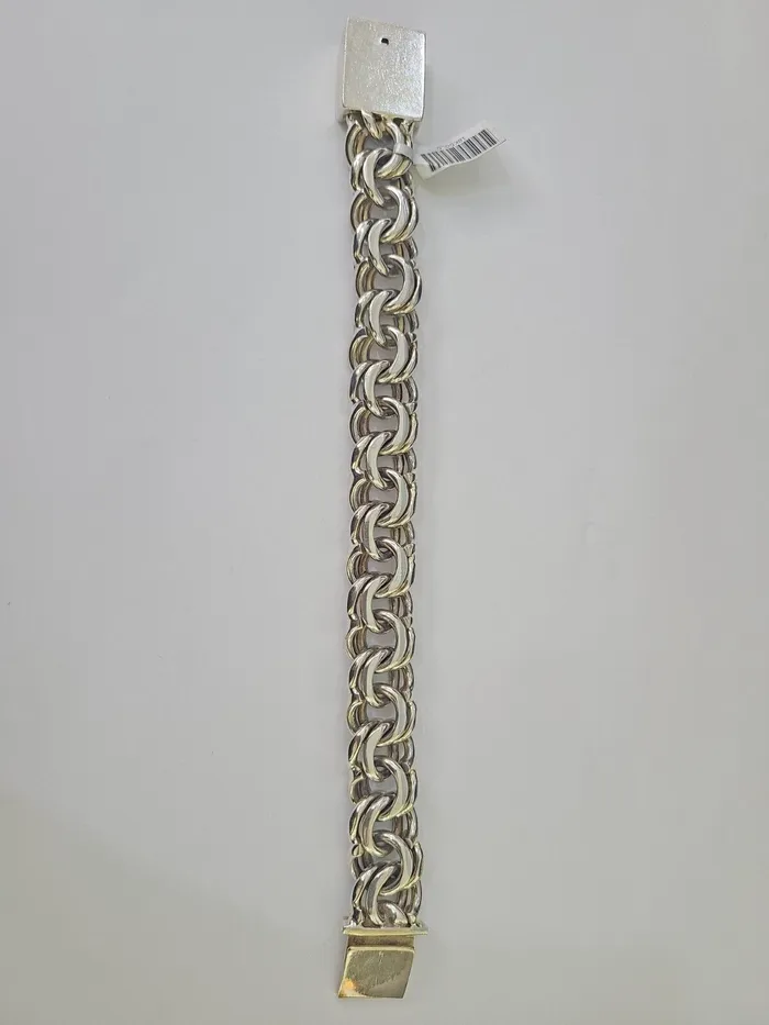 Bracelets Gold and Diamond 10k Chino Link ID Bracelet White Gold 16mm 9 Inches Solid For Mens 10kt Real