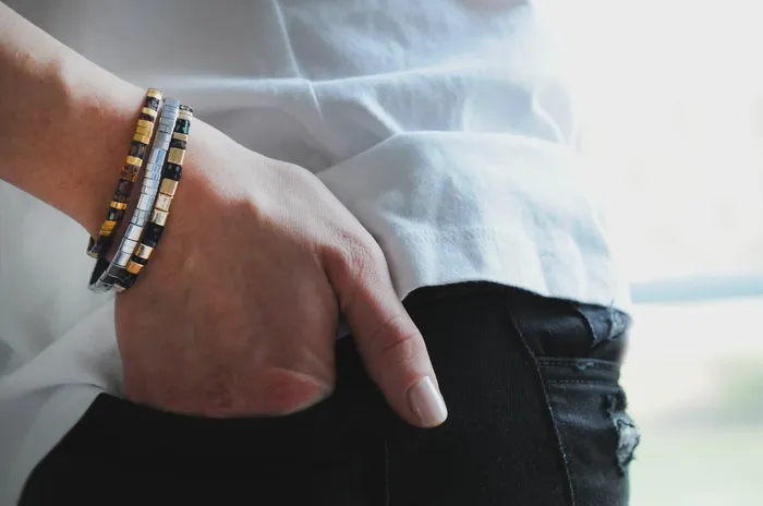 Skylar Paige Self Love Tila Optimistic Onyx Morse Code Bracelet Bracelets
